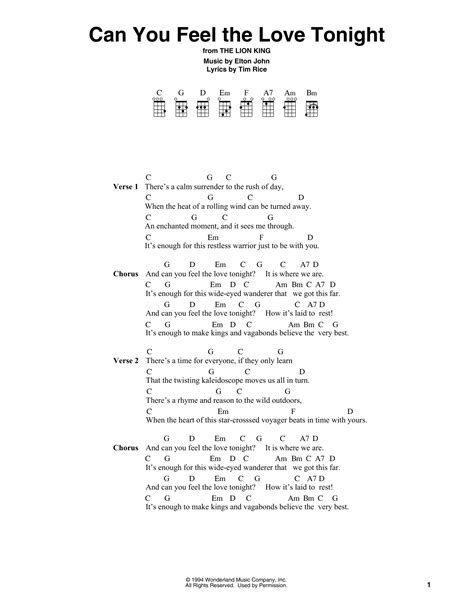 youll be in my heart chords|can you feel the love tonight chords.